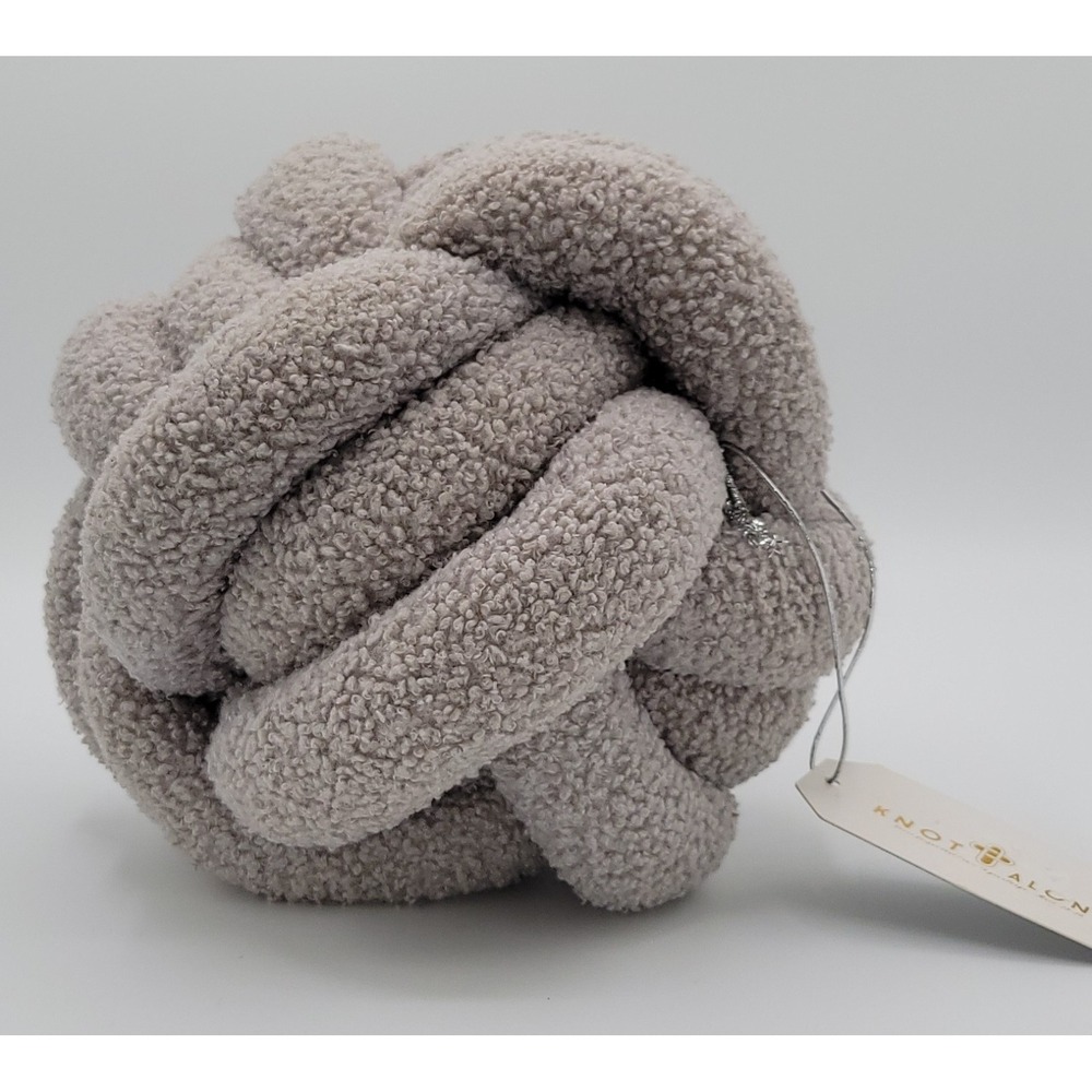 Boucle Throw Pillow Knot Ball  3:20 Life Knot Alone Gray Teddy Sherpa Decor NWT - Picture 3 of 6